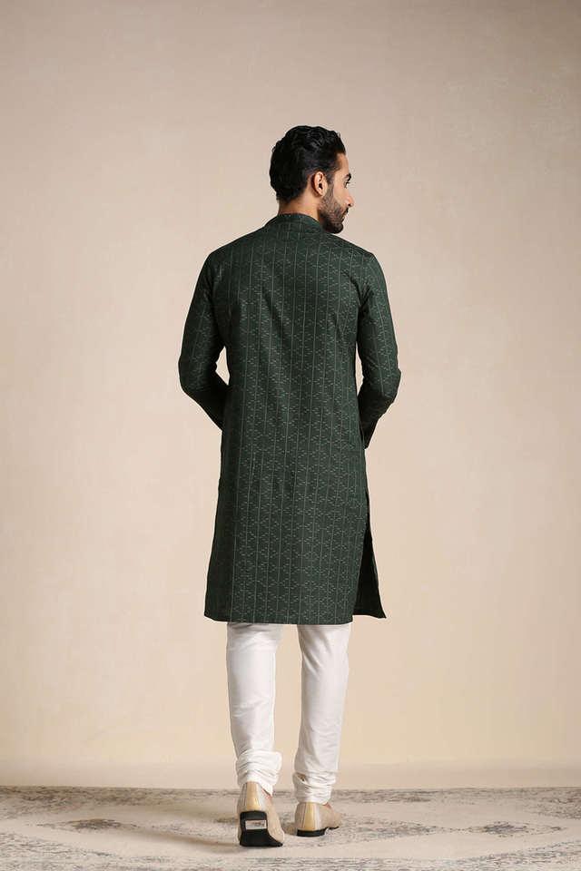 Rare Rabbit Men's Dune Green Textured High Neck Long Coat