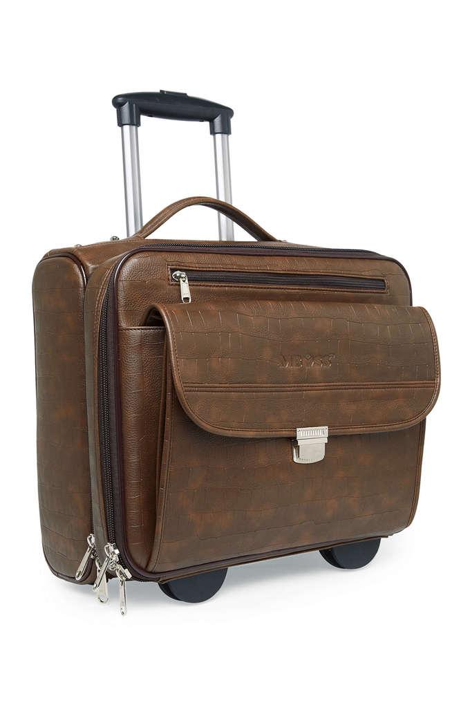 genuine leather laptop trolley bag