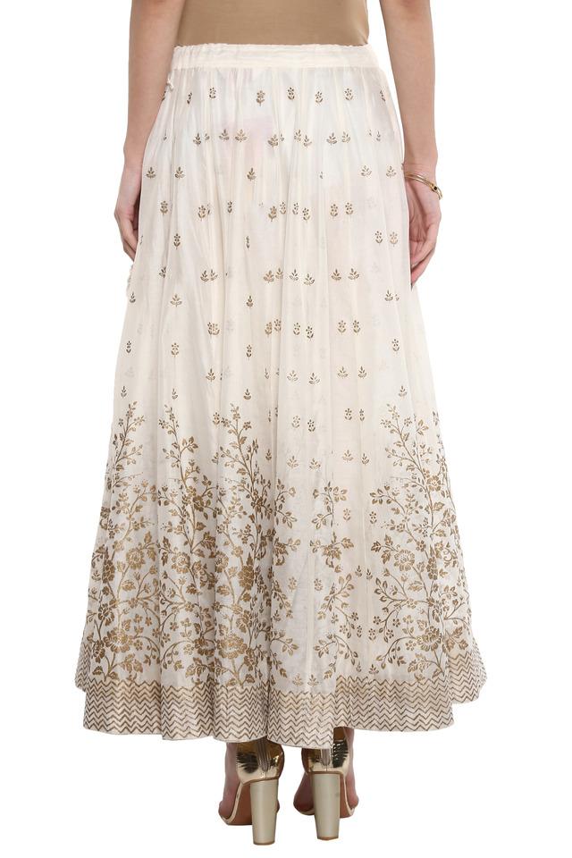 White printed long sales skirt