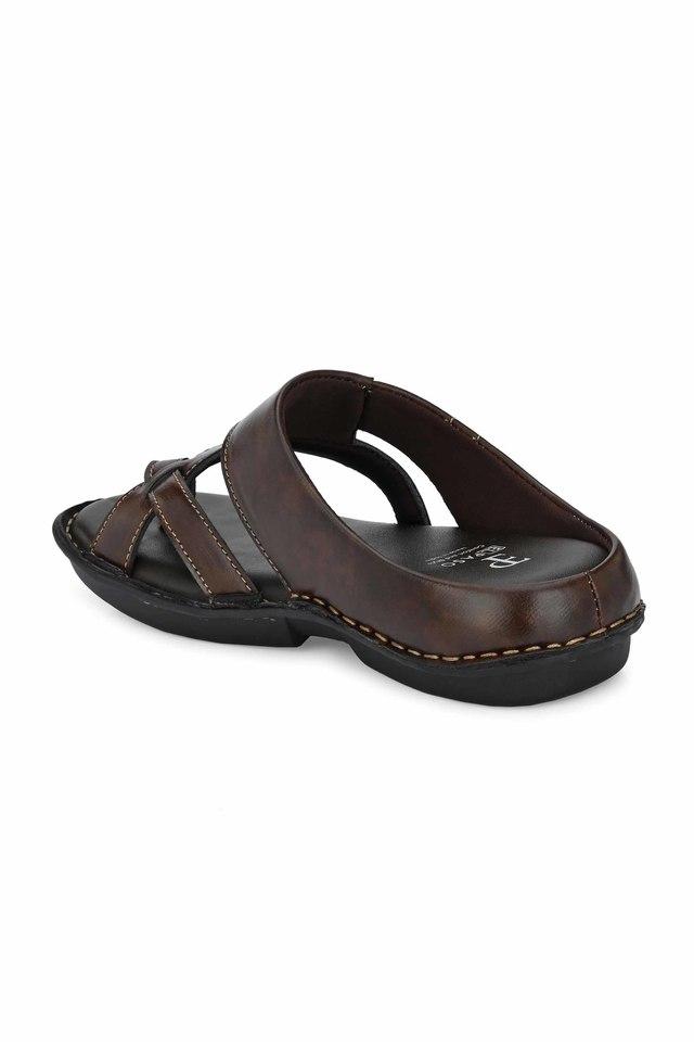 Buy EL PASO Brown Synthetic Leather Regular Velcro Mens Sandals