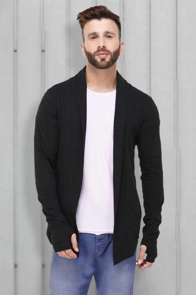 Buy RIGO Black Solid Jersey V Neck Men s Shrugs Shoppers Stop