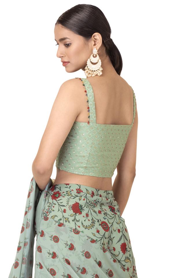 Buy INDYA Green Shraddha Kapoor For INDYA Embroidered Strappy Crop