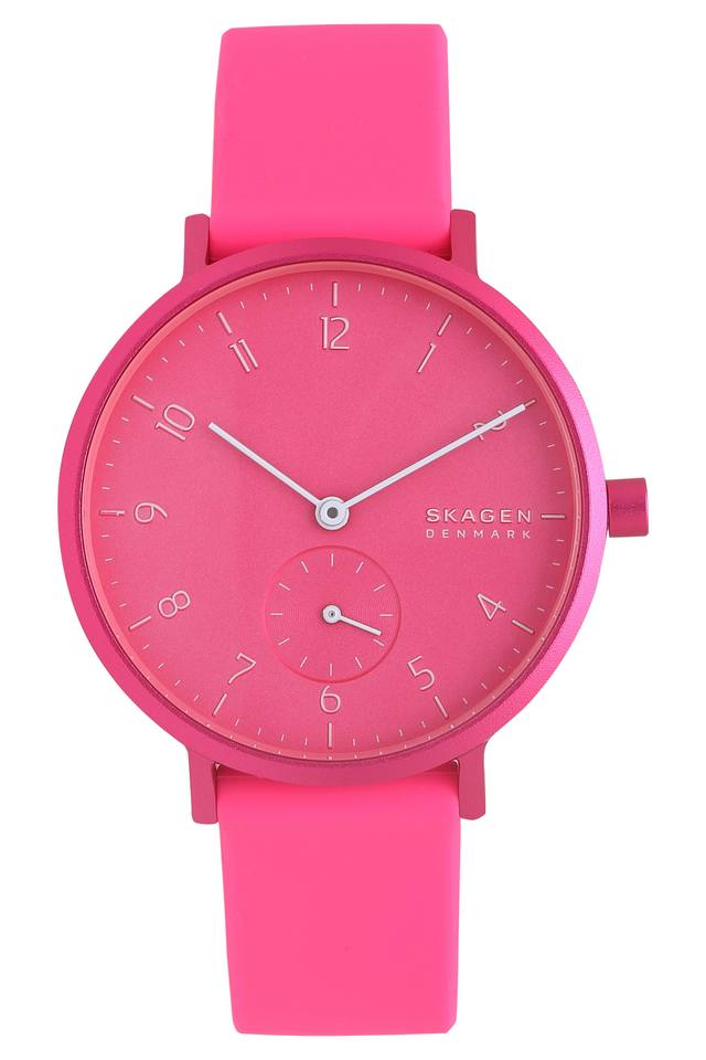 Buy SKAGEN Womens 36 mm Aaren Pink Dial Silicone Analogue Watch