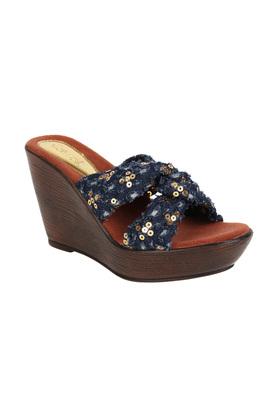 Ladies denim wedge discount sandals