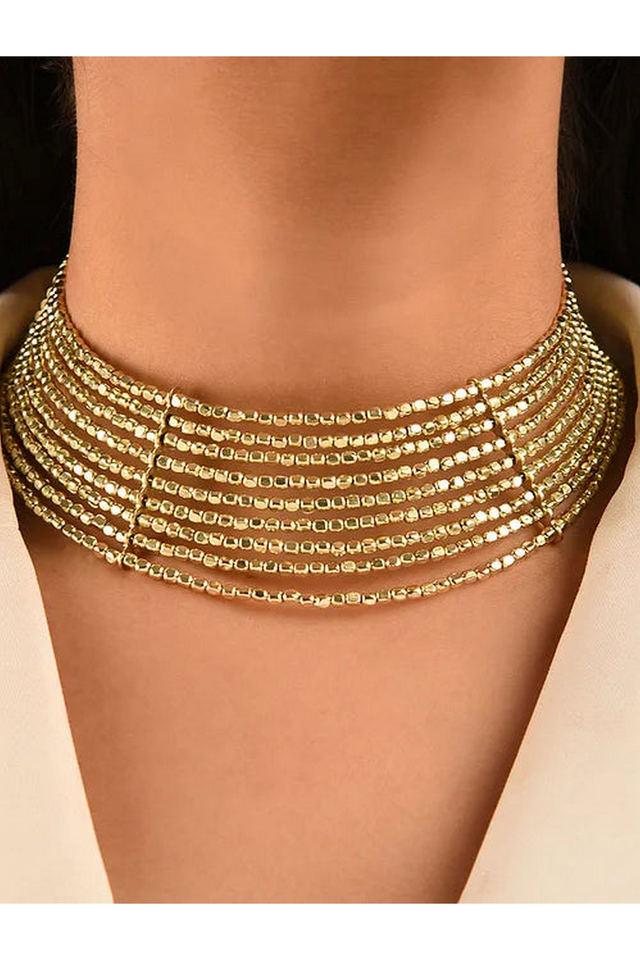 Gold bead necklace on sale choker