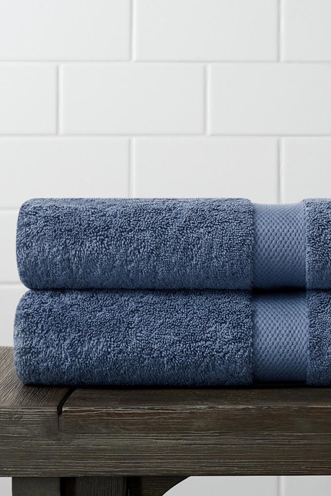 Buy AMOUVE Navy Organic Cotton Hand Towels Set Of 2 Navy