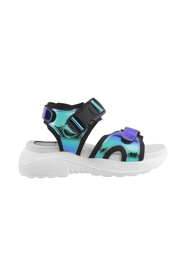 Black Quilted Velcro Sandal in Extra Wide EEE Fit | Yours Clothing