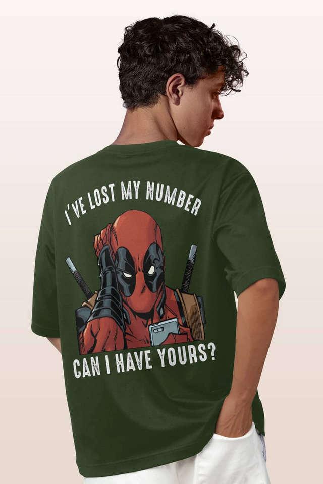 Buy MACMERISE Green Deadpool Flirting Round Neck Mens Oversized T-Shirt