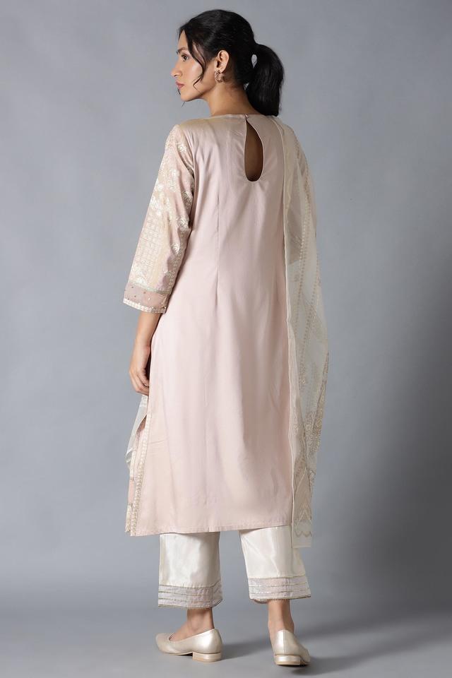 Buy Aari Embroidered Flared Kurta In Cotton Voile Online  W for Woman