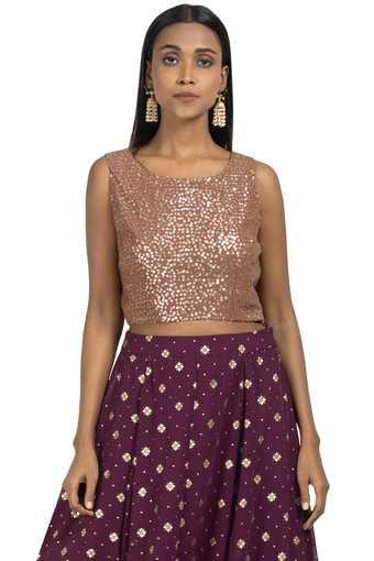 pink sequin crop top
