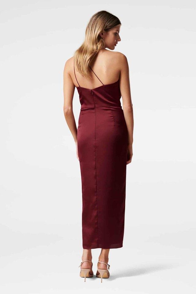 Rhinestone-strap one-shoulder dress - Dark red - Ladies | H&M IN