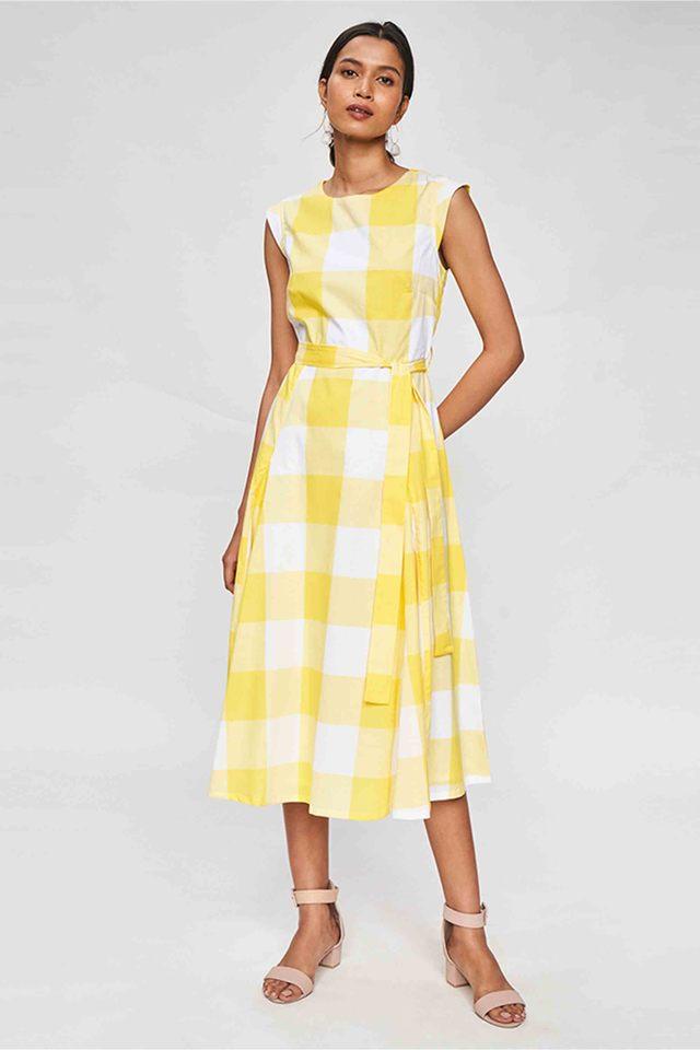 Mustard check clearance dress