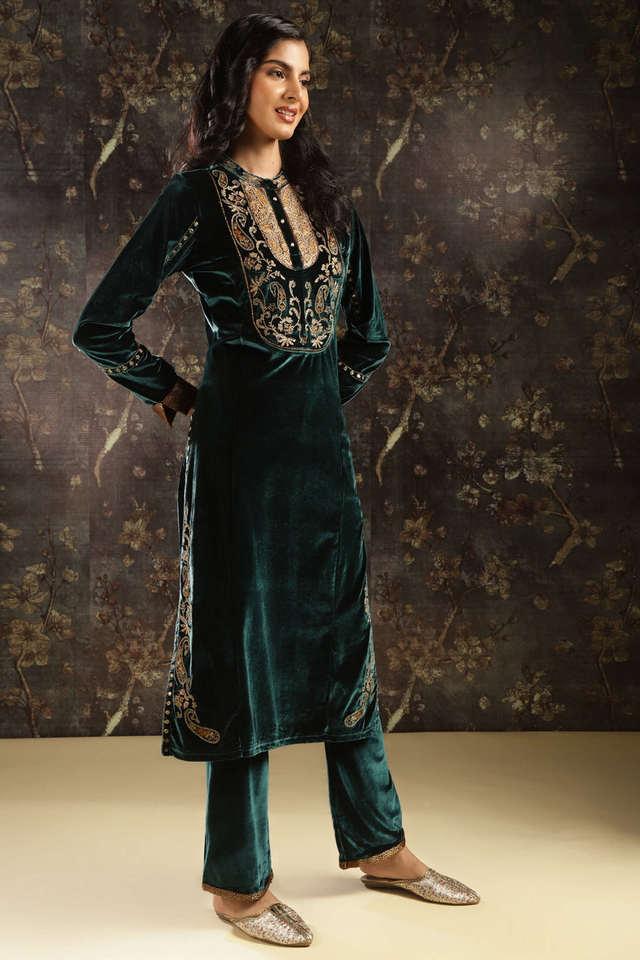 Bin Saeed 1 Piece Stitched Embroidered Velvet Kurti - db17340