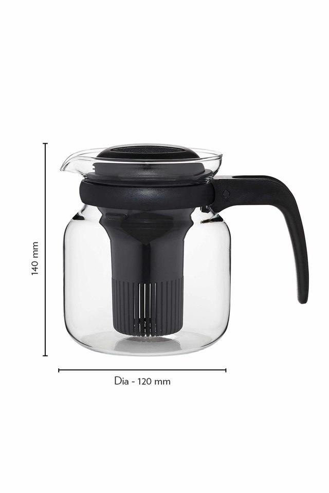Buy BOROSIL Black Carafe Flame Proof Glass Kettle with Infuser 1 L
