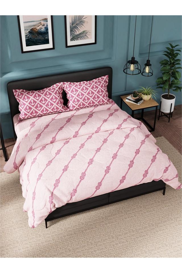 Buy NAUTICA Super Soft 100% Cotton Double Comforter With 1 King Bedsheet  And 2 Pillow Covers For All Weather -4Pc Double Set (Fairwater) Abstract-Red/Pink