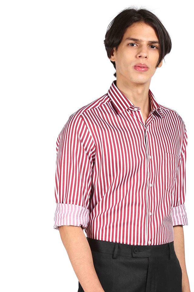 Red striped hot sale shirt men