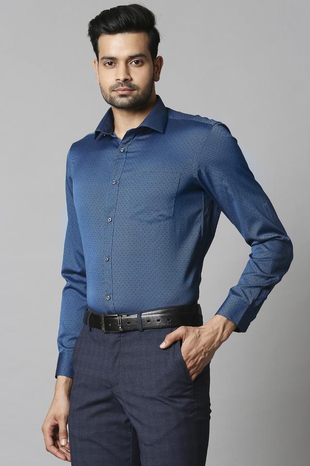 Buy STOP Cyan Solid Slim Fit Men's Formal Shirt | Shoppers Stop