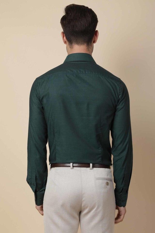 Buy JOHN LOUIS Men Solid Formal Green Shirt Online at Best