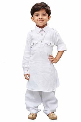 Buy VASTRAMAY White Boys White Cotton Pathani Suit Set Shoppers Stop