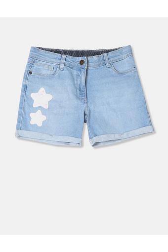 stone wash denim shorts