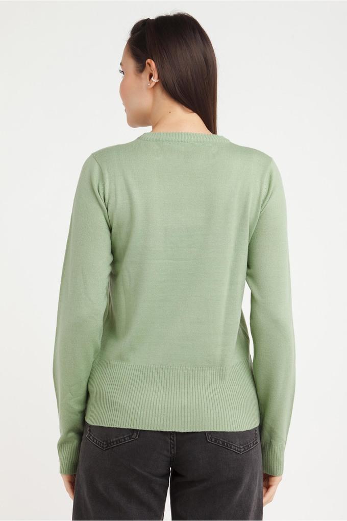 Buy ZINK LONDON Green Solid Wool V Neck Women's Sweater