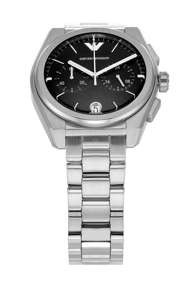 Buy EMPORIO Dial Stainless AR11560I mm 43 ARMANI | Shoppers Men - Steel Watch Black For Stop Chronograph