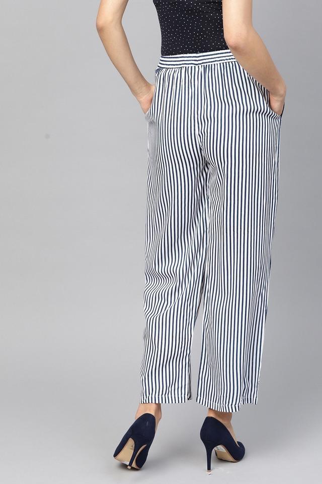 Buy GERUA Blue  White Printed Palazzo Trousers  Palazzos for Women  1398094  Myntra