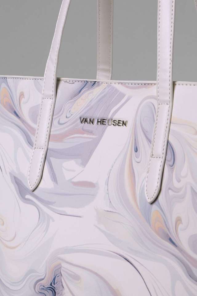 Buy VAN HEUSEN White Button PU Women s Casual Wear Tote Bag Shoppers Stop