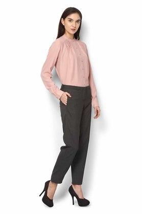 Ladies Cotton Grey Plain Formal Pant