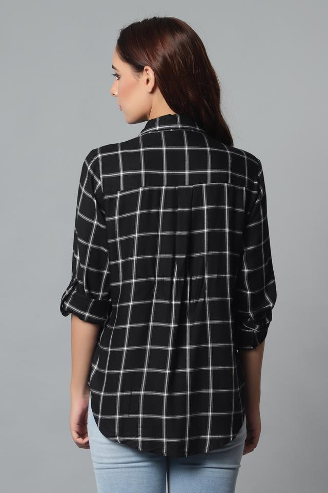 Black check shop shirt womens