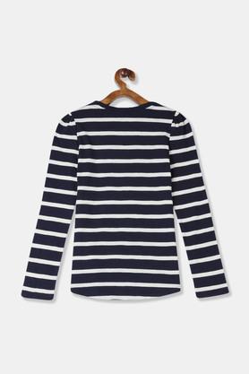 Girls Striped Round Neck T Shirt