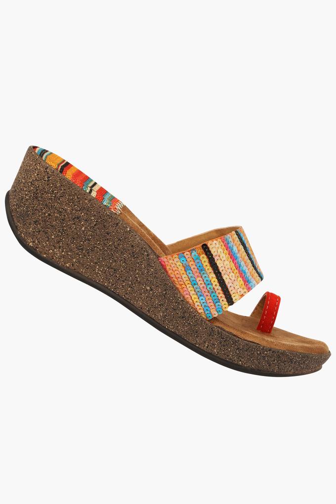 Multi coloured best sale wedge sandals