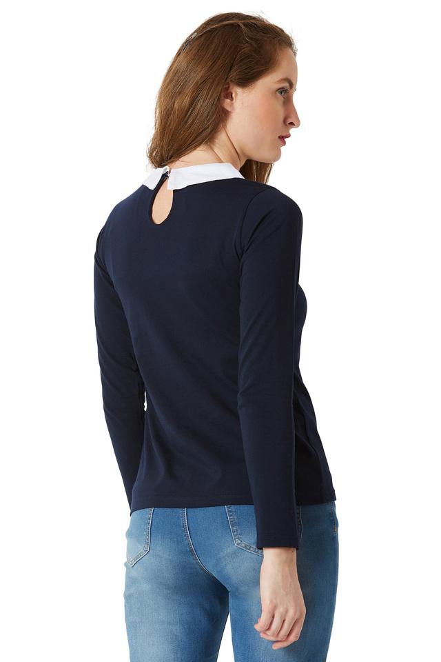 Navy peter cheap pan collar top