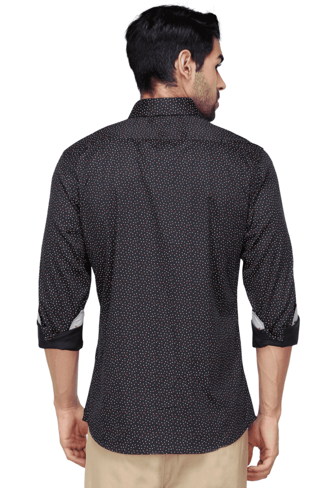 Buy ZOD Black Mens Full Sleeves Slim Fit Casual Printed Shirt Shoppers Stop