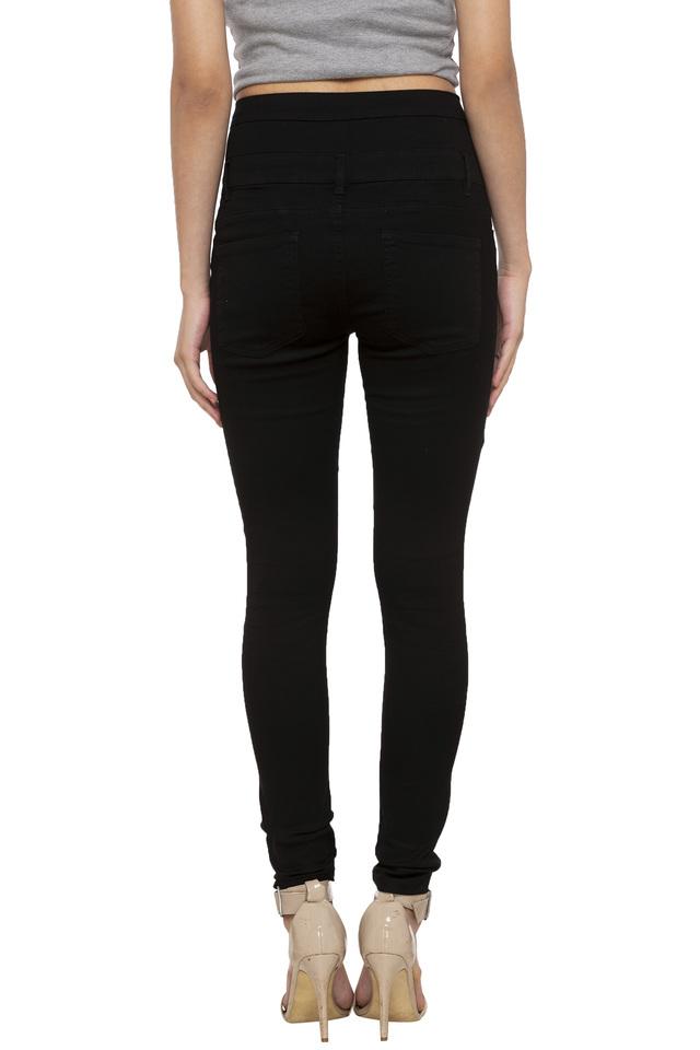 Womens 5 Pocket Solid Jeggings