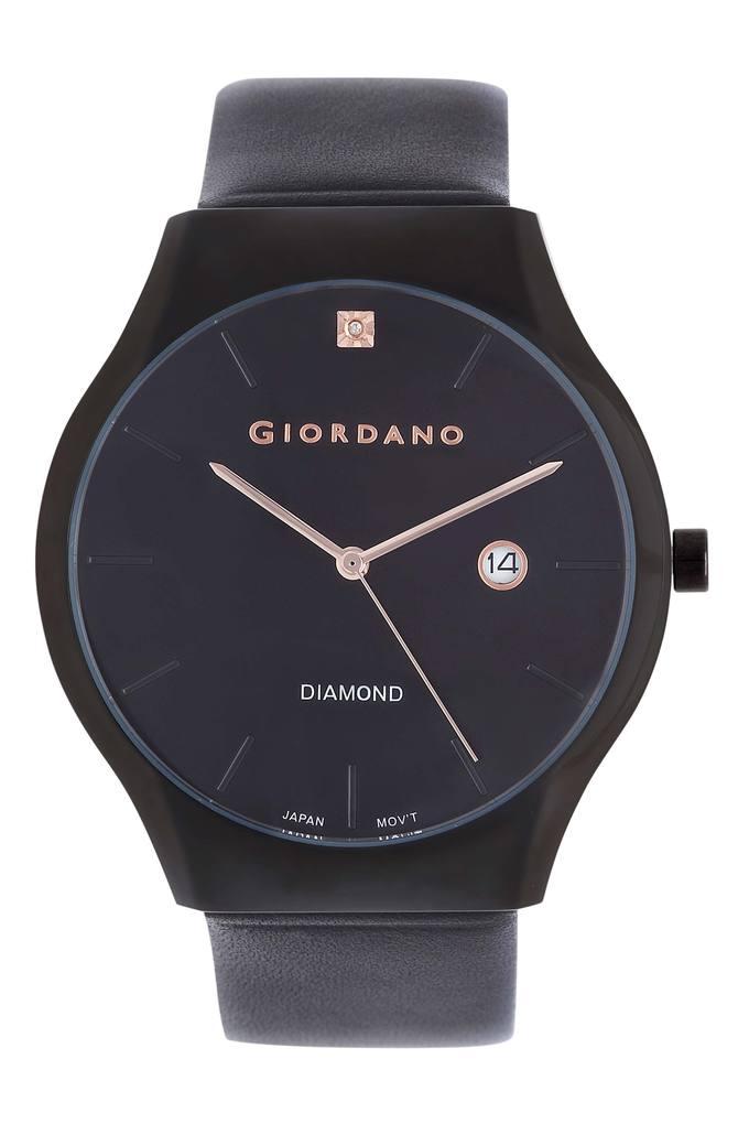 Buy GIORDANO Mens Black Dial Leather Analogue Watch GD