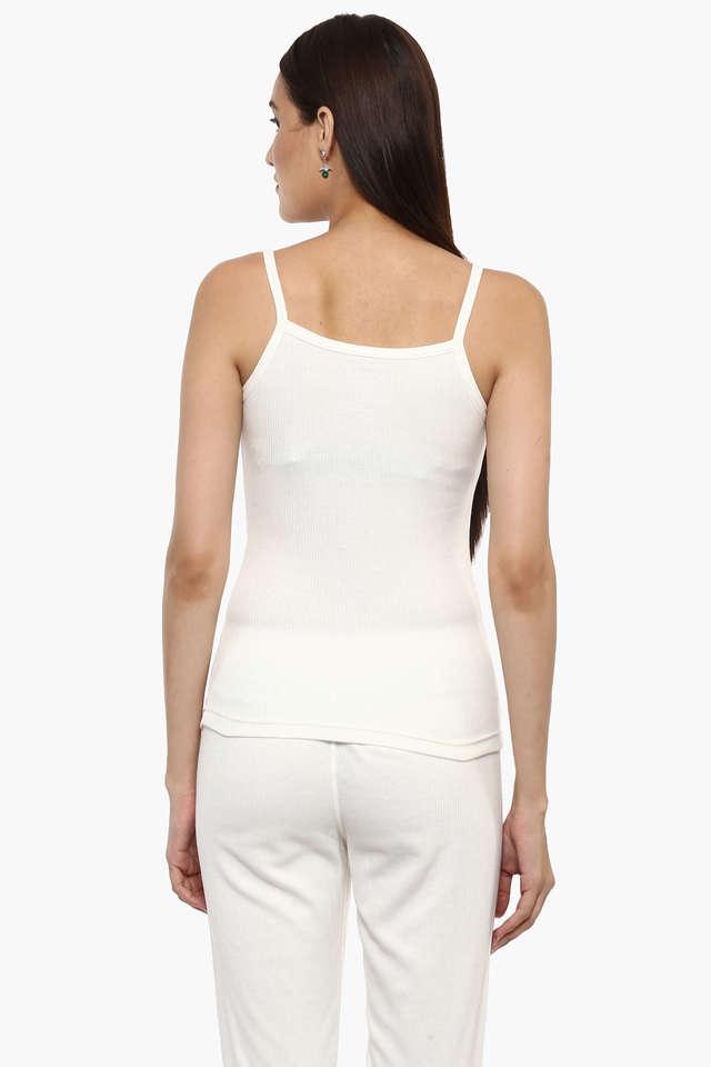 Womens Strappy Neck Slub Thermal Vest