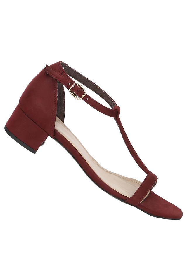 Buy Stylestry Maroon Solid Block Pumps