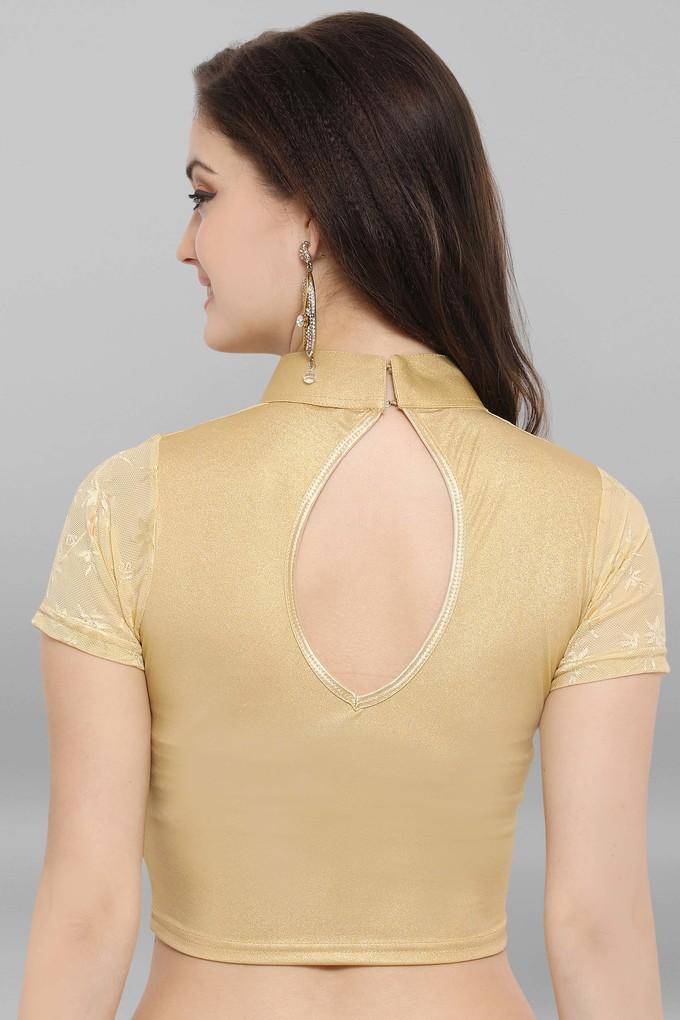 Gold Art Silk : Shop Gold Art Silk Solid Sleeveless Blouse Online at Soch