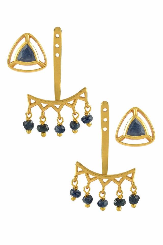 Silver Gold Plated Fish Pearl Ghungroo Earrings