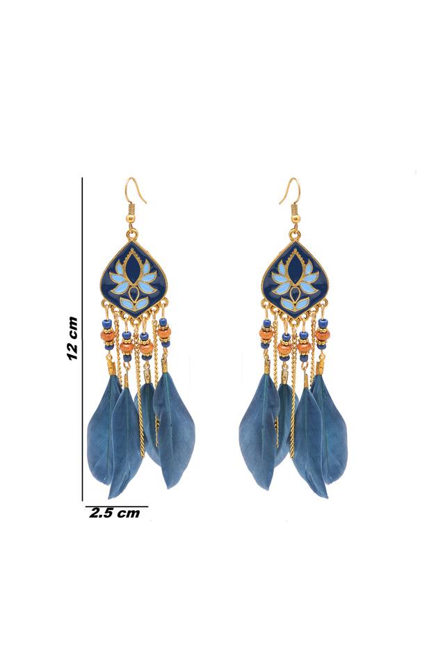 Boho Style Rice Beads Feather Earrings Simple Casual Ear - Temu