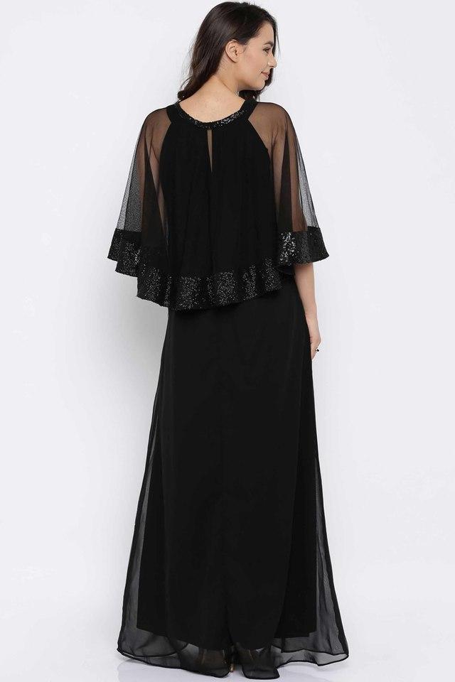 Christa Plain Cape Dress Black