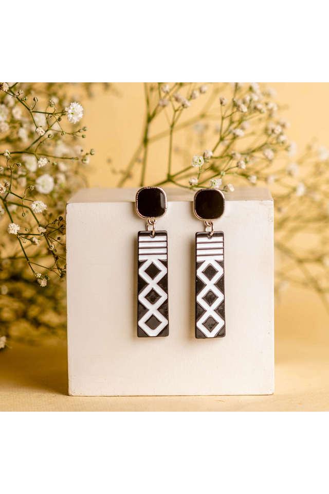 Black and online white earrings