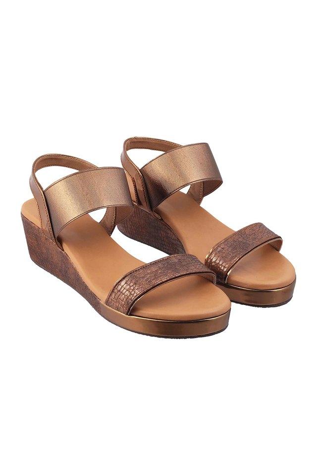 Buy Women Antique-Gold Ethnic Sandals Online | Walkway Shoes