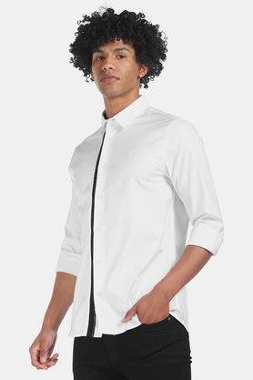 Buy CALVIN KLEIN JEANS White Solid Cotton Regular Fit Mens Casual Shirt