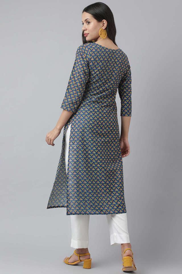 Buy BIBA Printed Cotton V Neck Women's Kurti | Shoppers Stop