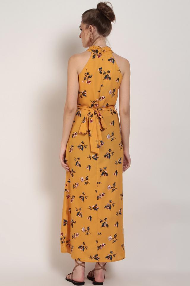 Mustard halter shop neck dress