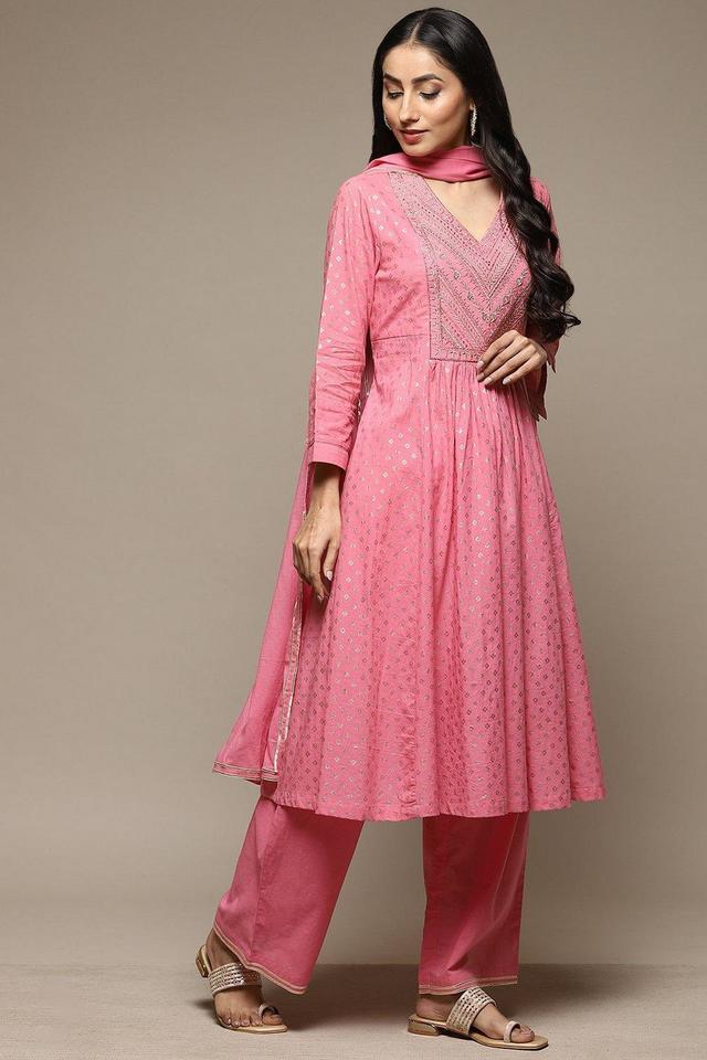 Light Coral Cotton Straight Kurta Pant Suit Set; Combines Kurta, Regular  Pants With Dupatta