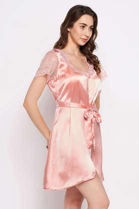 Chic Basic Robe in Nude Pink Satin