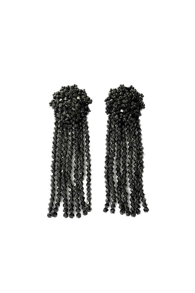 Black beaded deals tassel earrings